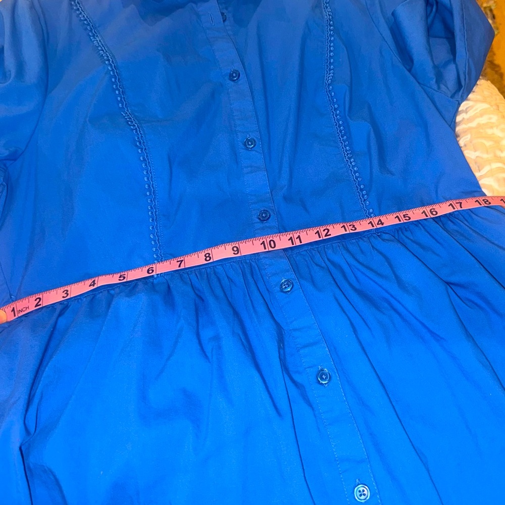 Nanette Lepore Shirt Midi Dress crochet Lace poplin 14 polished preppy classic - Picture 11 of 12